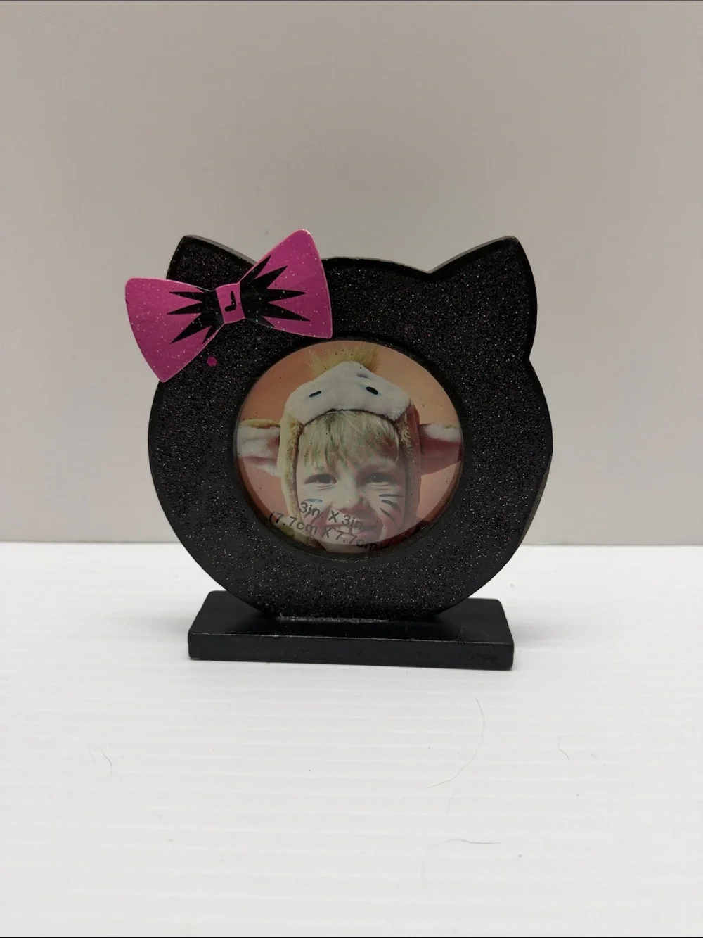 Glittered Black Cat Photo Frame 3 x 3